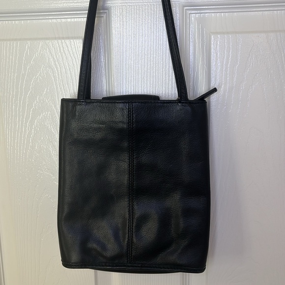 Fossil Black Leather Dual-strap Handle Shoulder Bag W/Fold-over Phone Pocket Zip - Picture 3 of 14